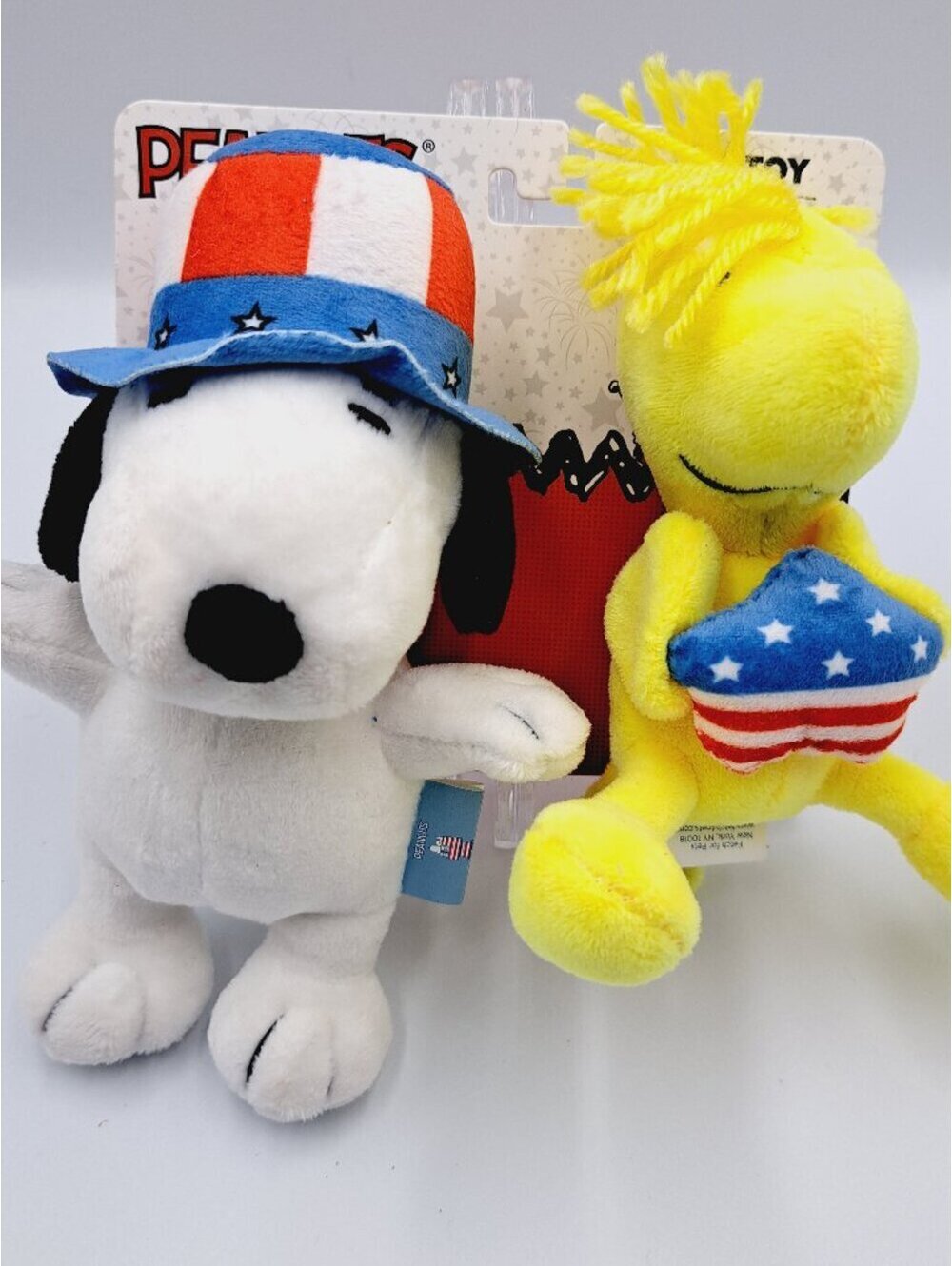 Patriotic Peanuts Snoopy and Woodstock 4th Of July Plush Dog Small Pet Toy Set